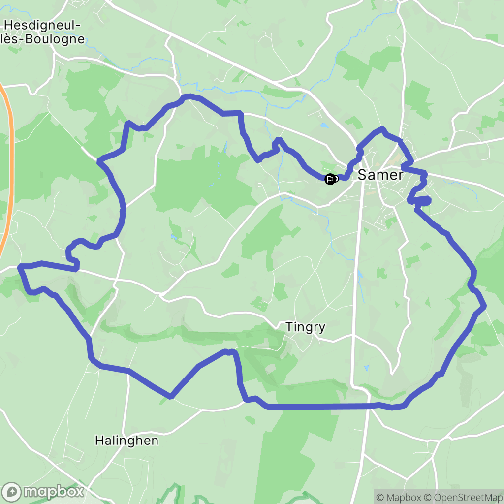 Samer : carte du parcours de randonnée - France