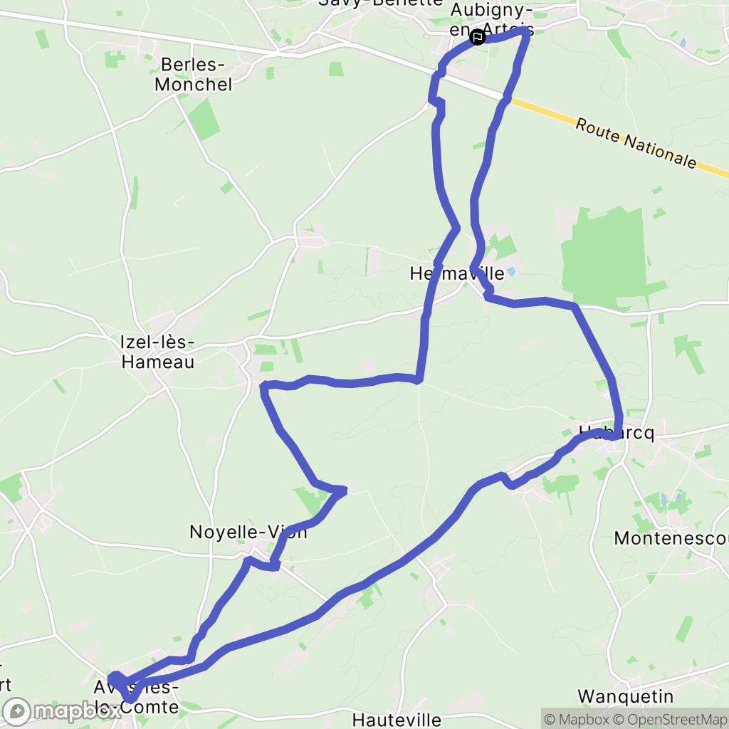 Aubigny-en-Artois : carte du parcours de randonnée - France