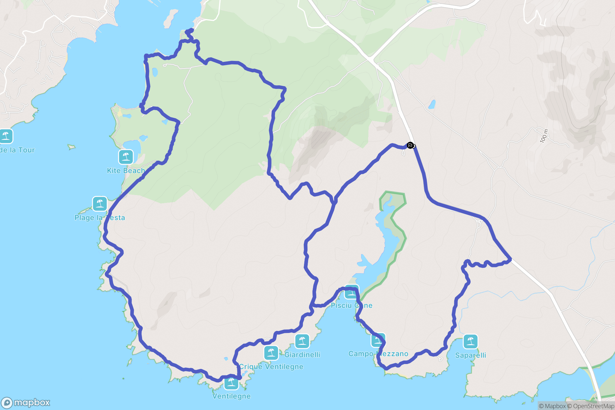 Bonifacio : carte du parcours de randonnée - France