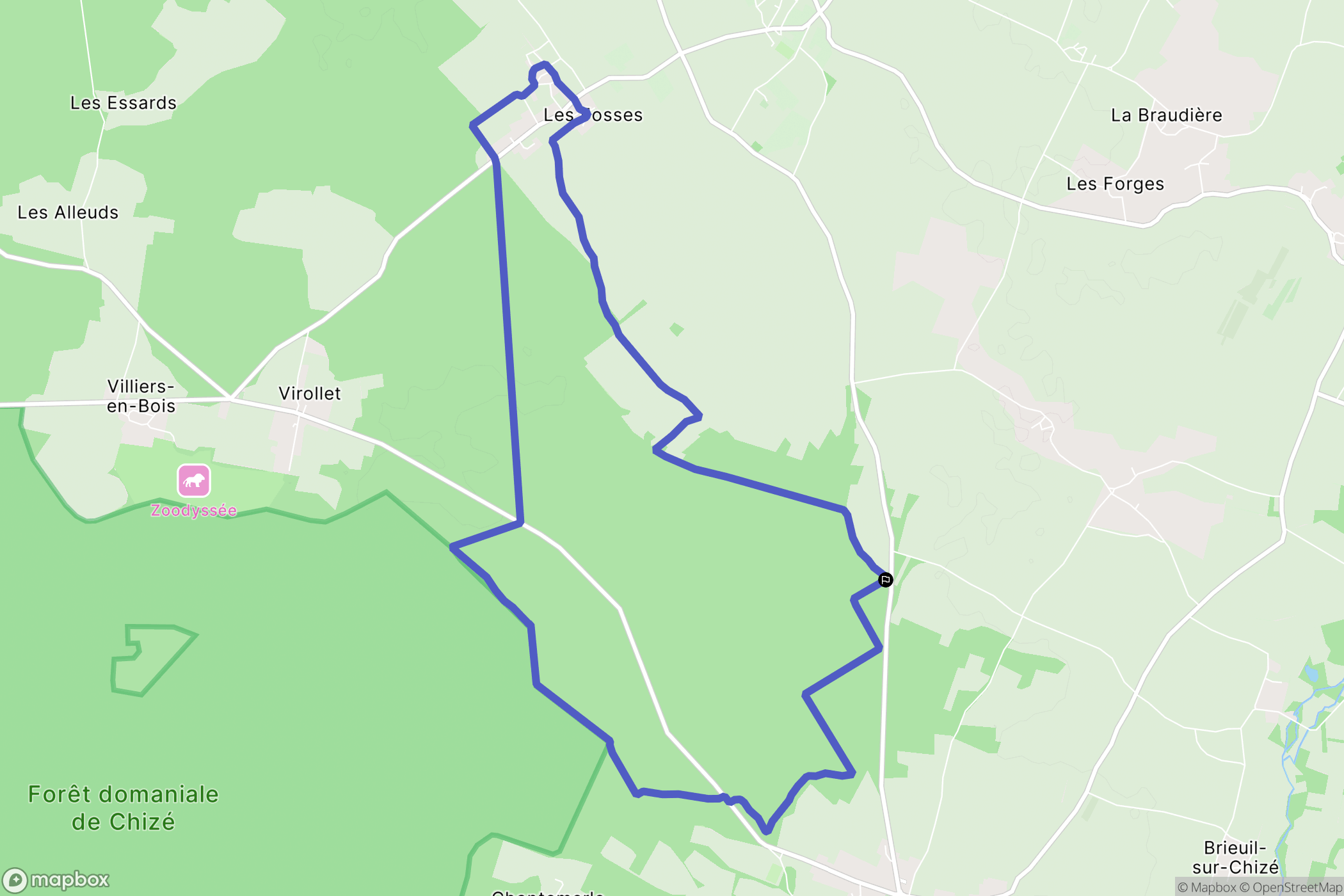Brieuil-sur-Chizé : carte du parcours de randonnée - France