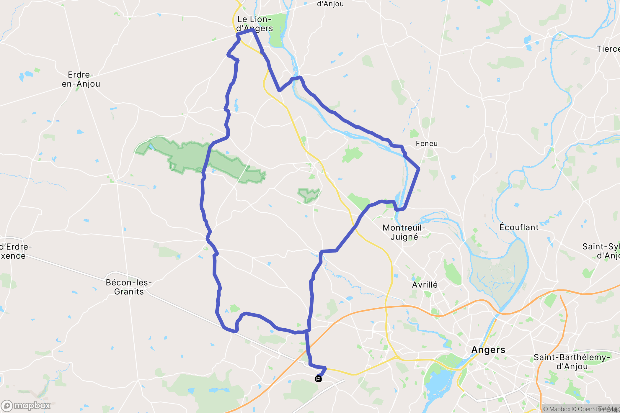 Saint-Léger-de-Linières : carte du parcours de randonnée - France