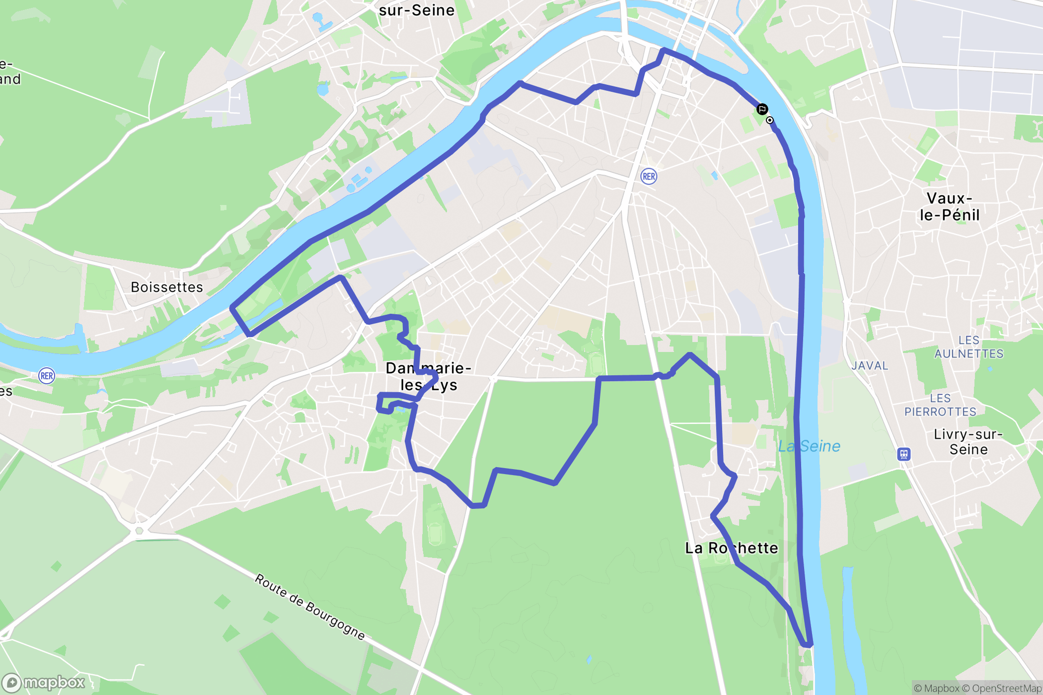 Melun : carte du parcours de randonnée - France