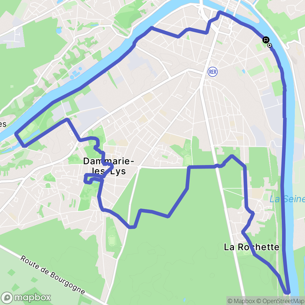 Melun : carte du parcours de randonnée - France