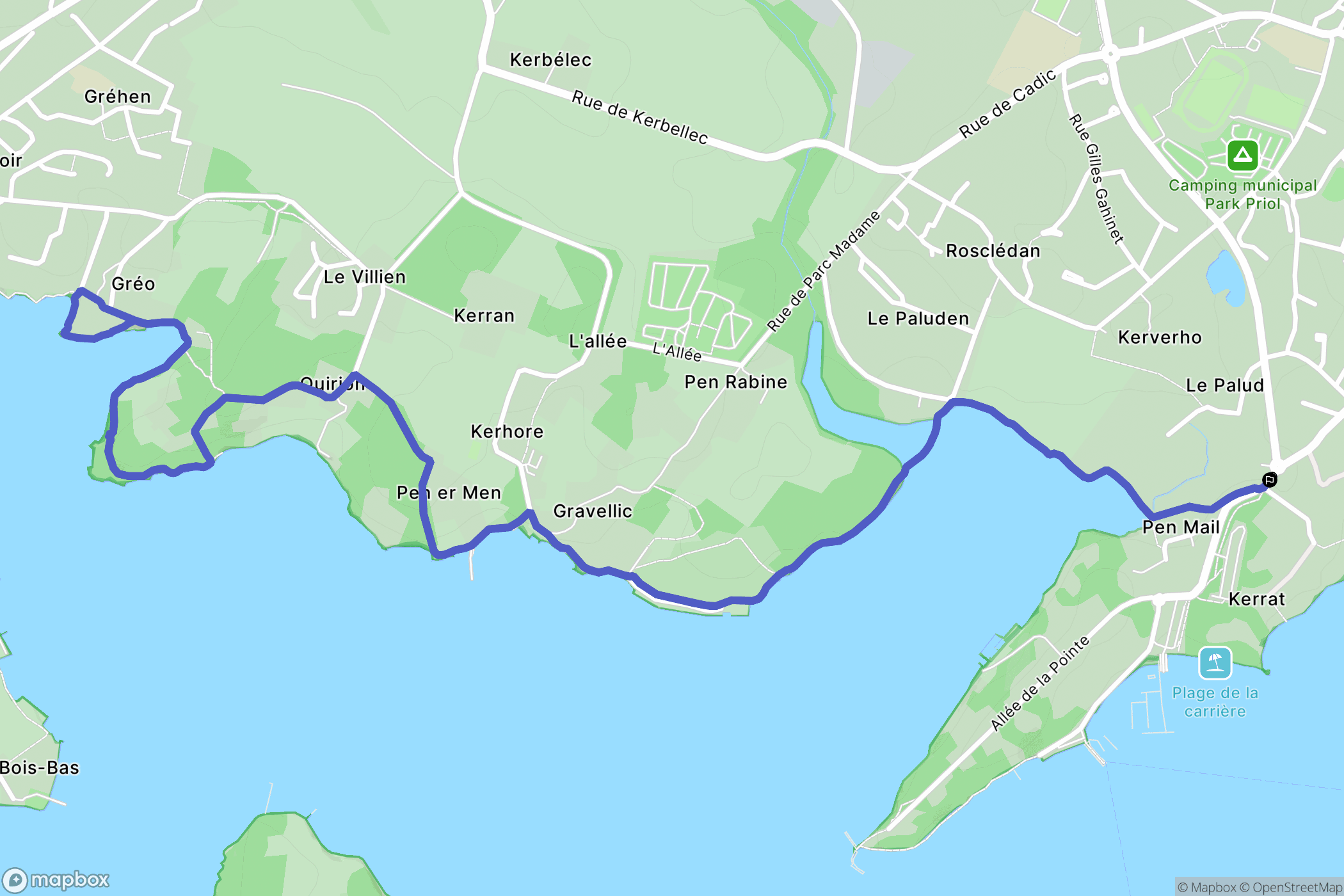Arradon : carte du parcours de randonnée - France