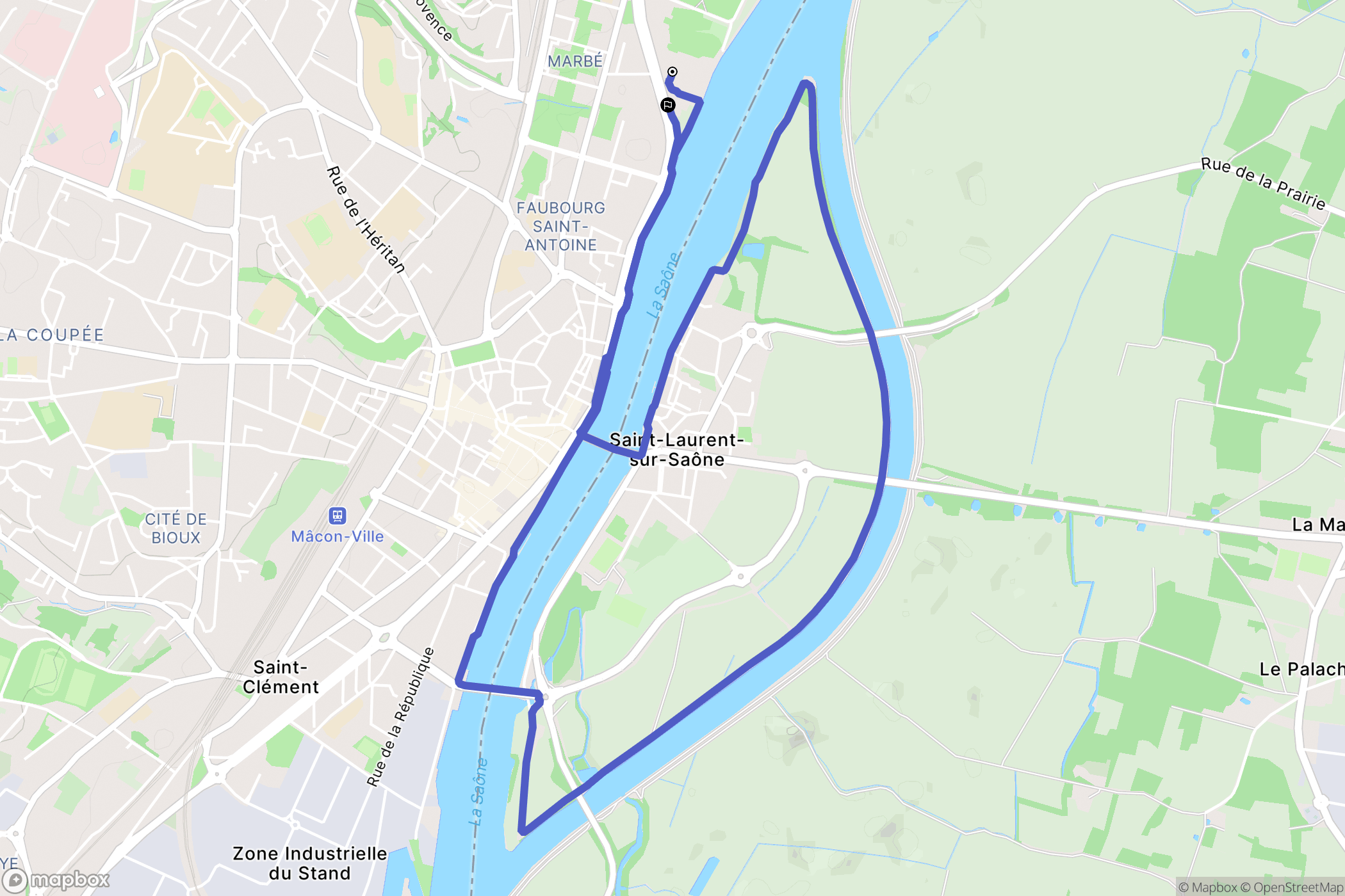 Mâcon : carte du parcours de randonnée - France