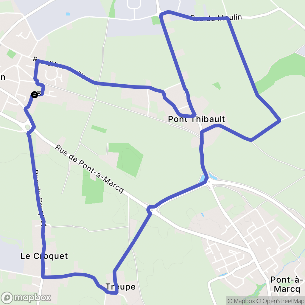 Avelin : carte du parcours de randonnée - France