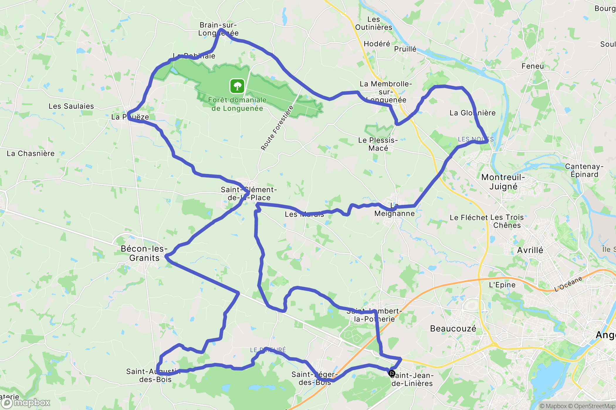 Saint-Léger-de-Linières : carte du parcours de randonnée - France