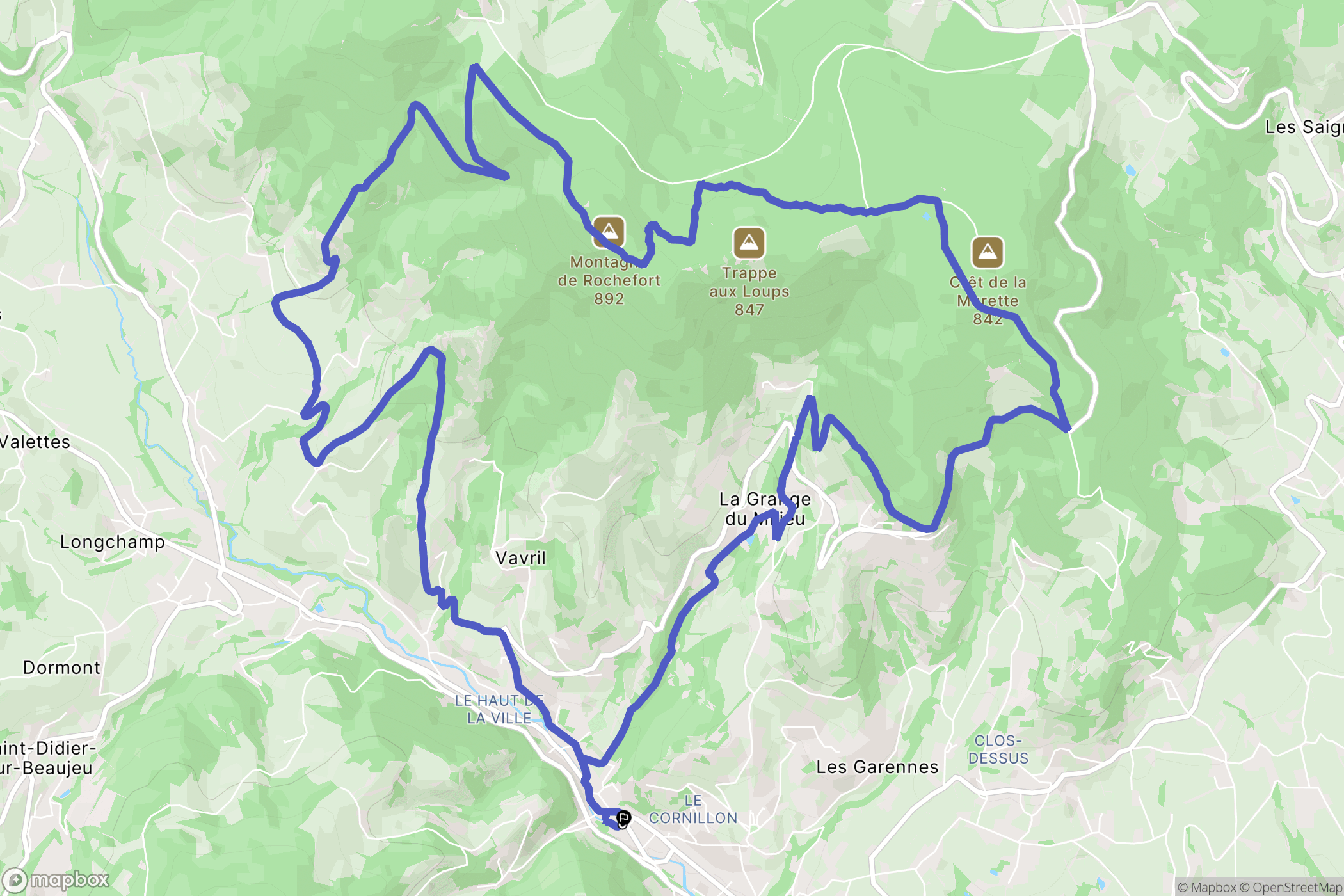 Beaujeu : carte du parcours de randonnée - France
