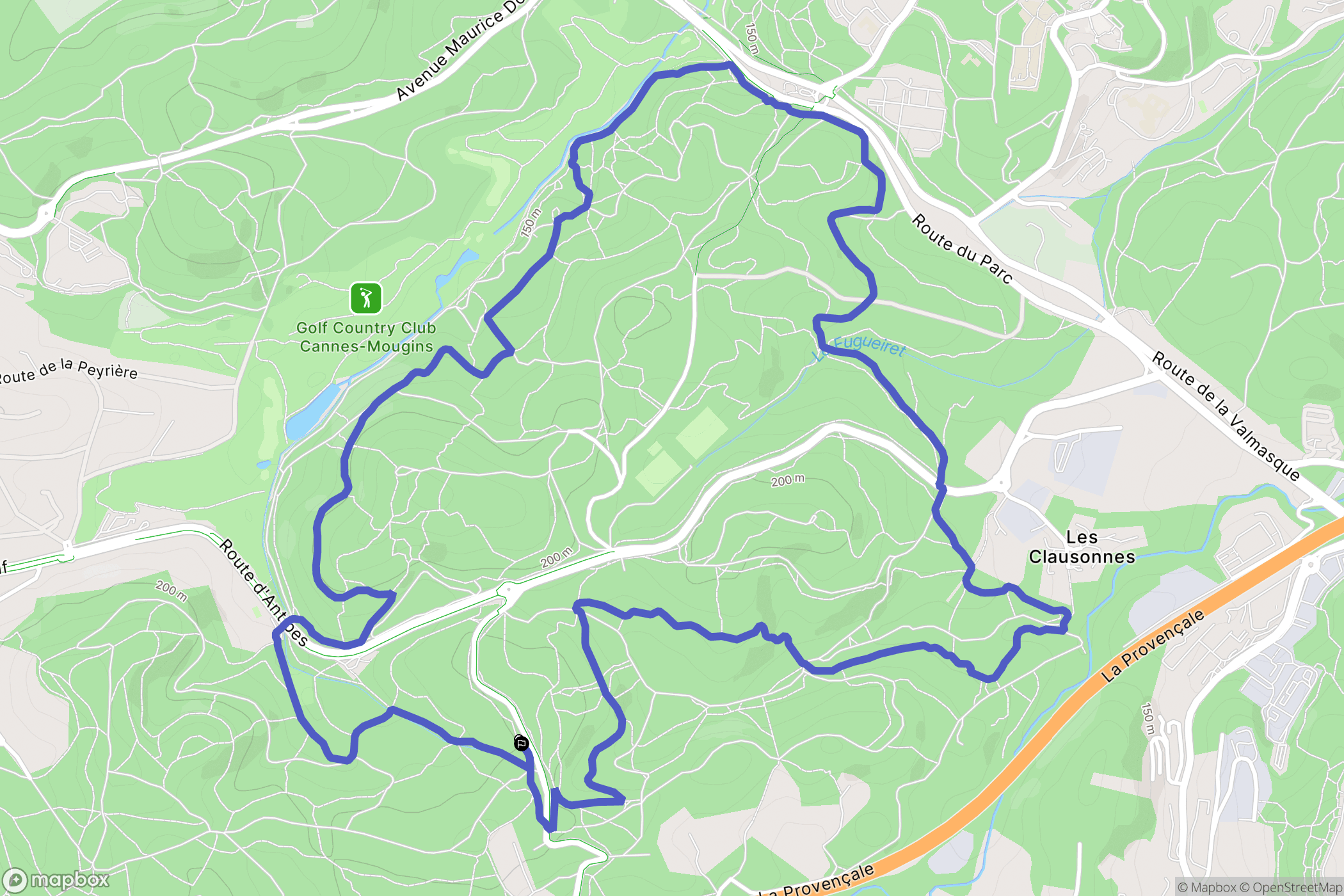 Mougins : carte du parcours de randonnée - France