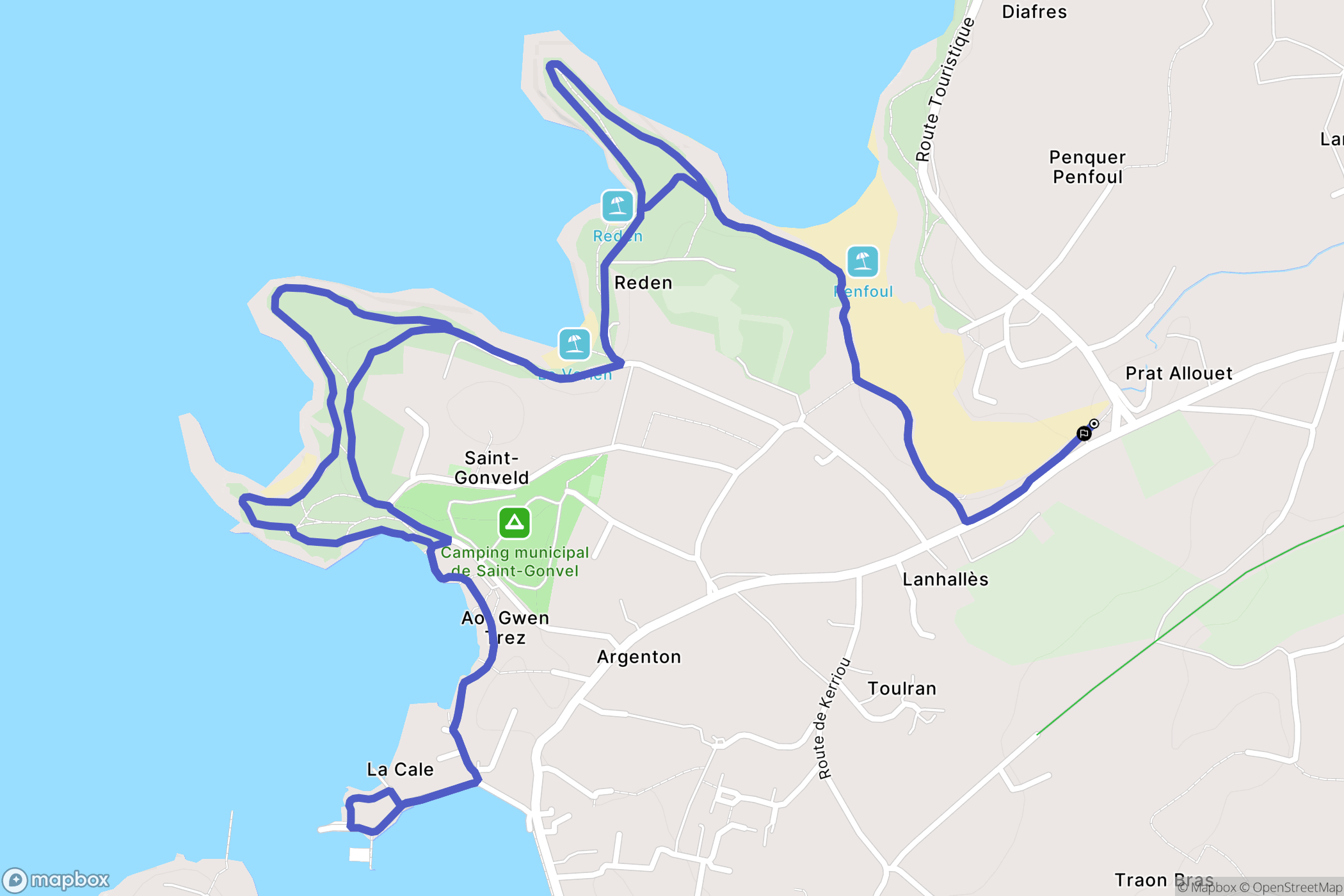 Landunvez : carte du parcours de randonnée - France