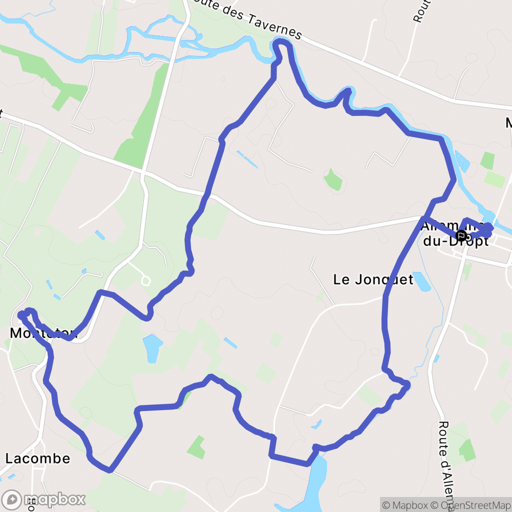 Allemans-du-Dropt : carte du parcours de randonnée - France
