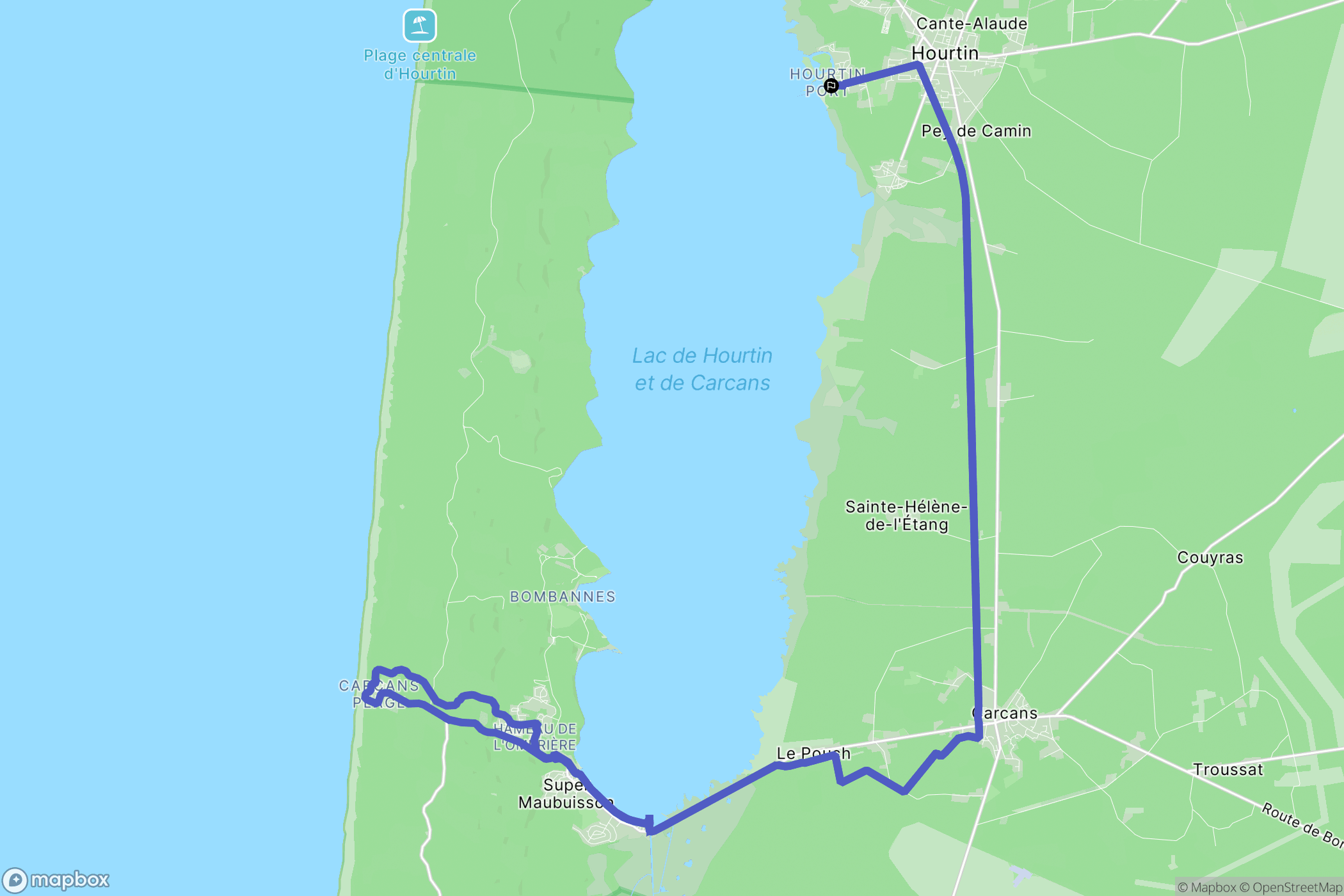 Hourtin : carte du parcours de randonnée - France