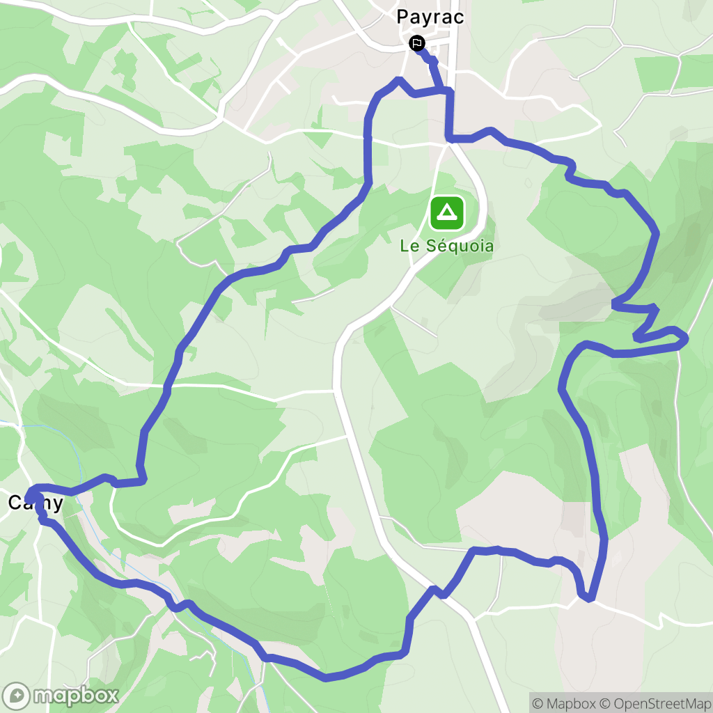 Payrac : carte du parcours de randonnée - France