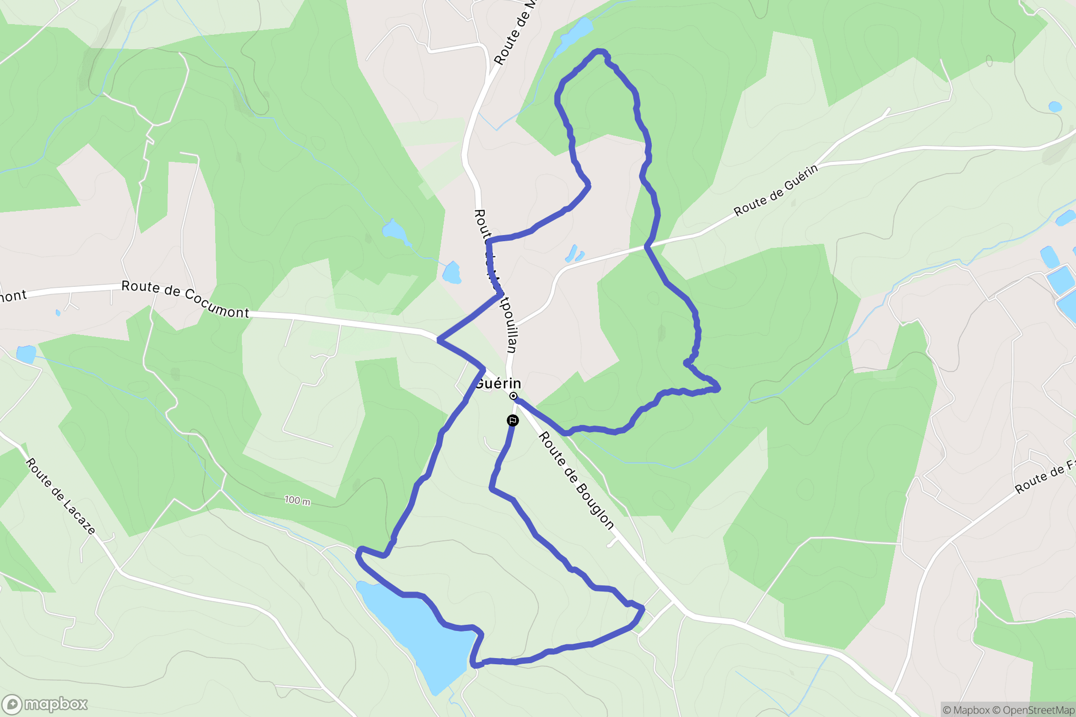 Guérin : carte du parcours de randonnée - France