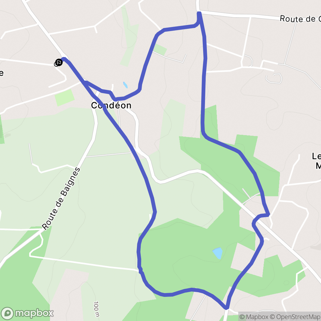 Condéon : carte du parcours de randonnée - France