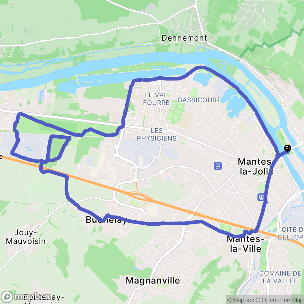 Mantes-la-Jolie : carte du parcours de randonnée - France