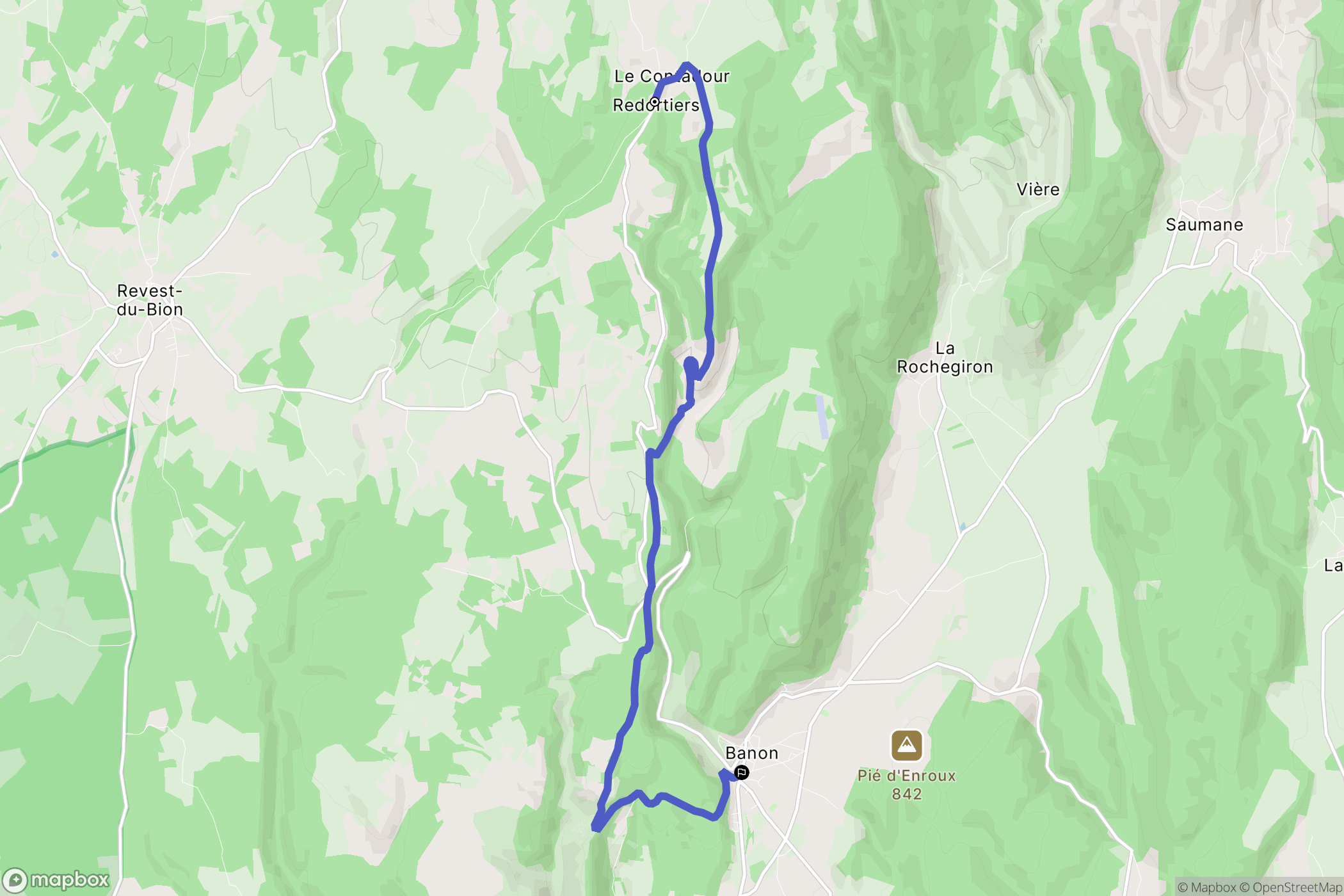 Redortiers : carte du parcours de randonnée - France