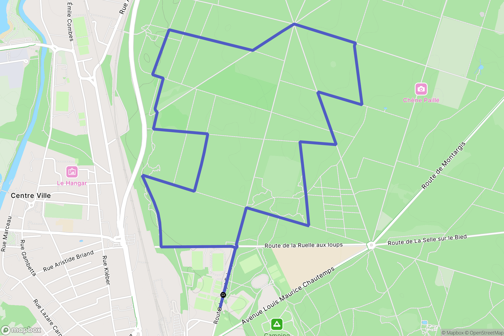 Montargis : carte du parcours de randonnée - France