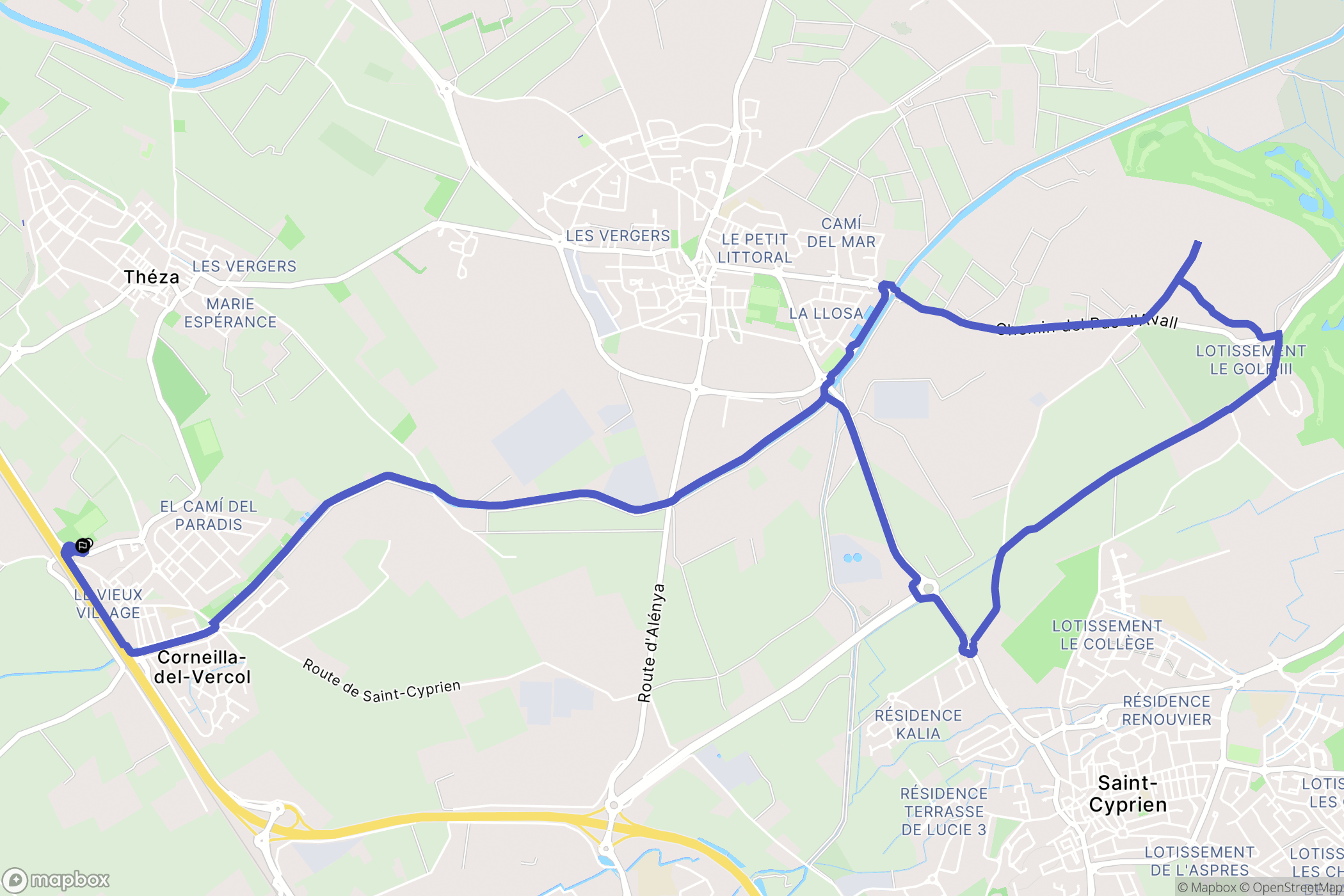 Théza : carte du parcours de randonnée - France