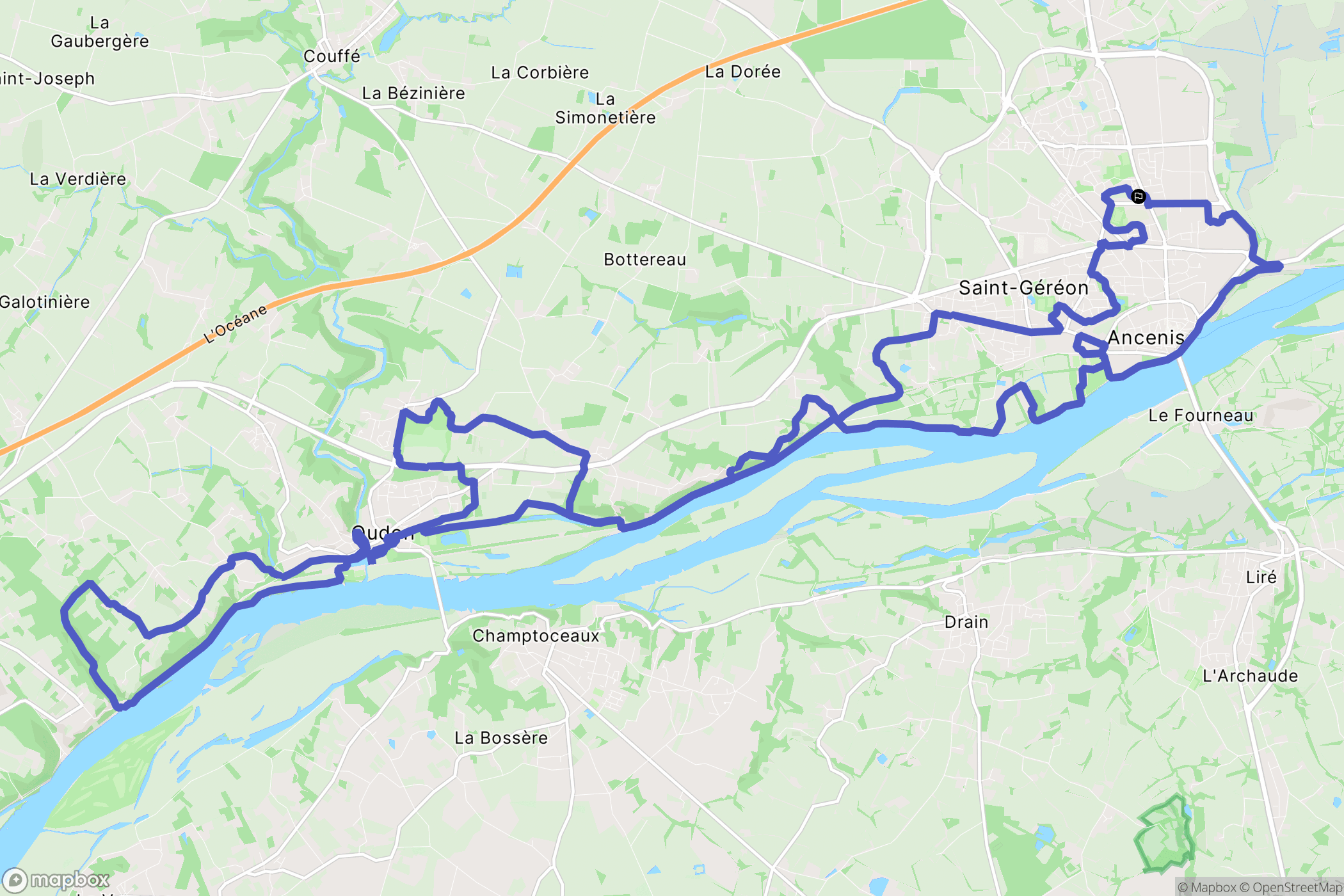 Ancenis-Saint-Géréon : carte du parcours de randonnée - France