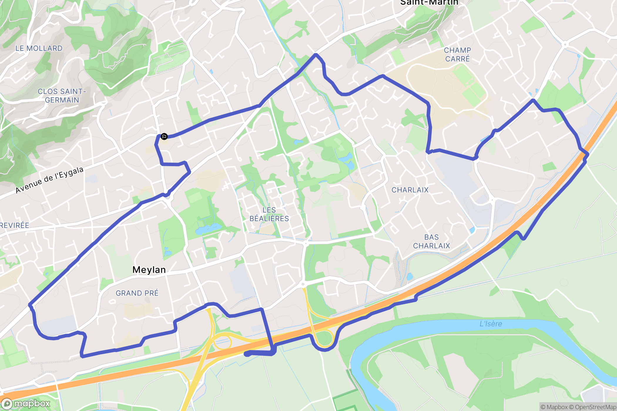 Meylan : carte du parcours de randonnée - France