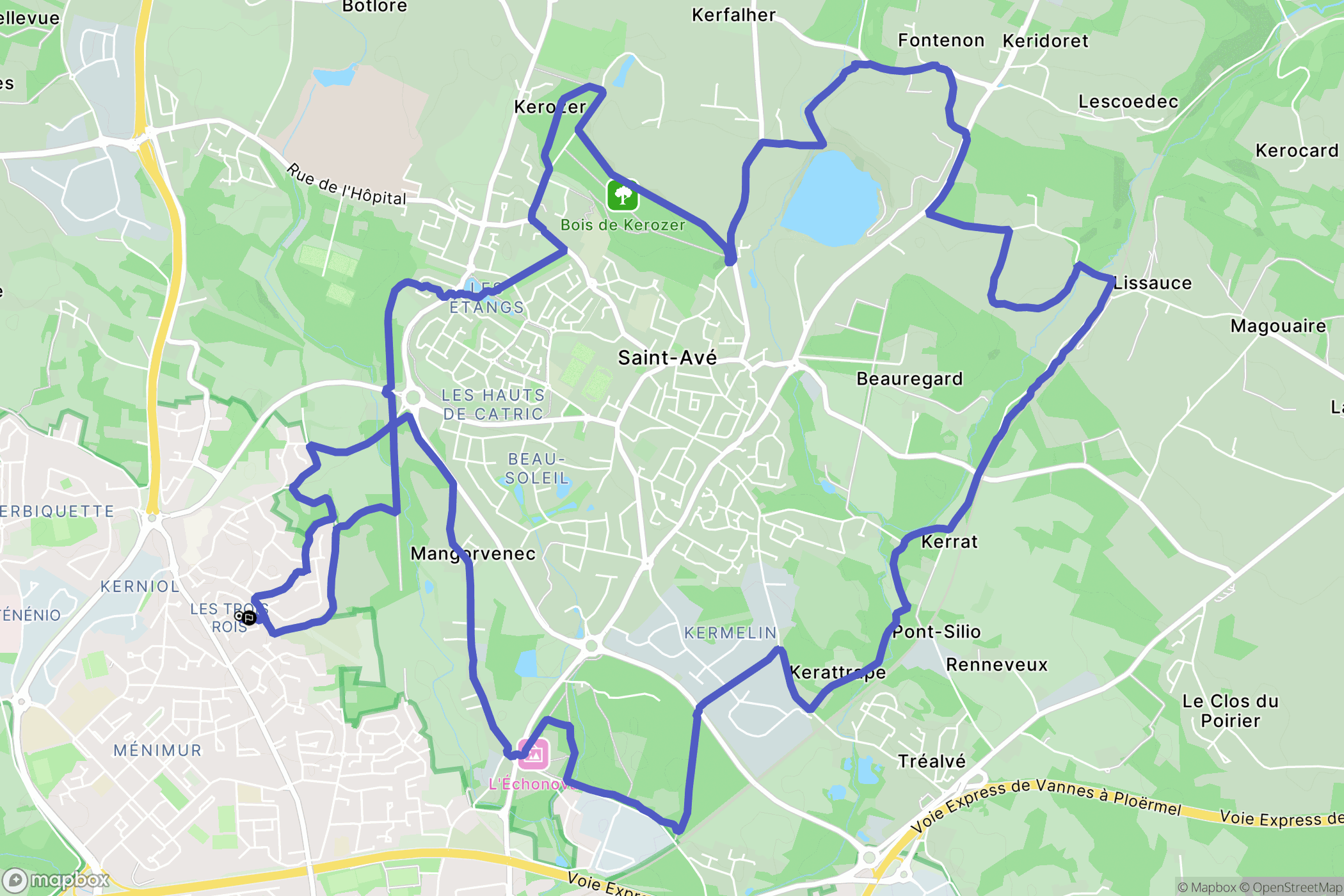 Saint-Avé : carte du parcours de randonnée - France