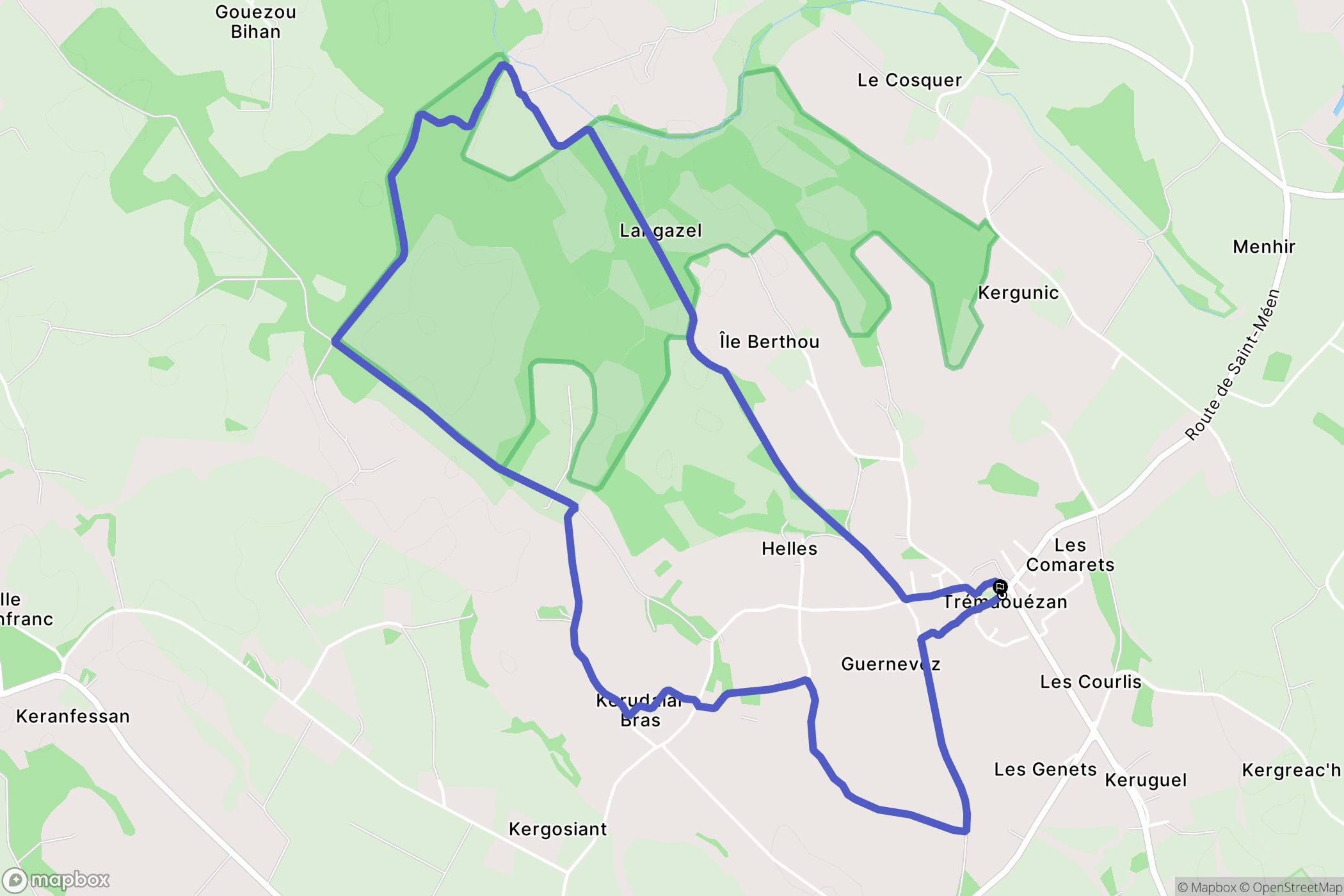 Trémaouézan : carte du parcours de randonnée - France