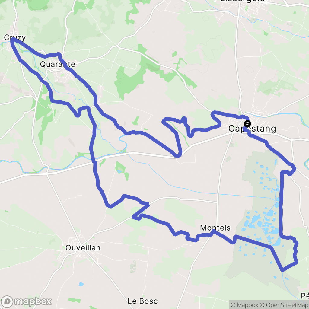 Capestang : carte du parcours de randonnée - France