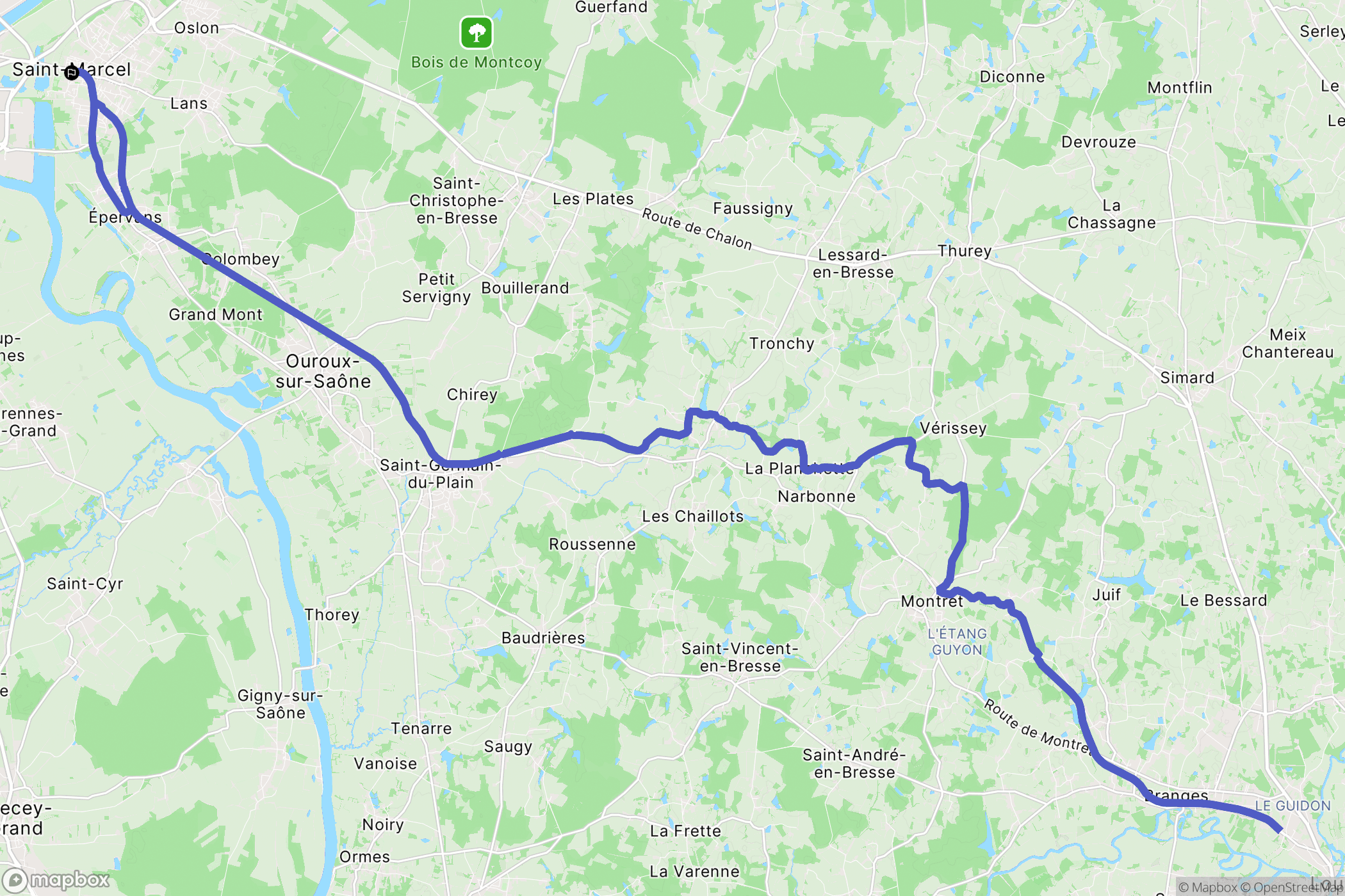 Saint-Marcel : carte du parcours de randonnée - France