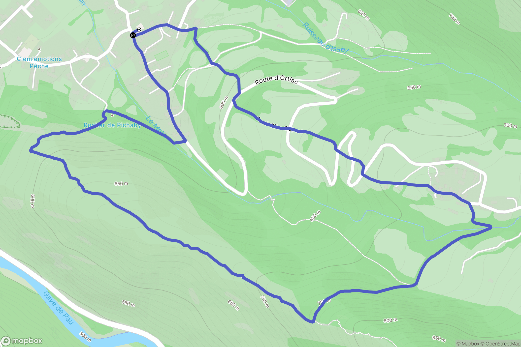 Villelongue : carte du parcours de randonnée - France