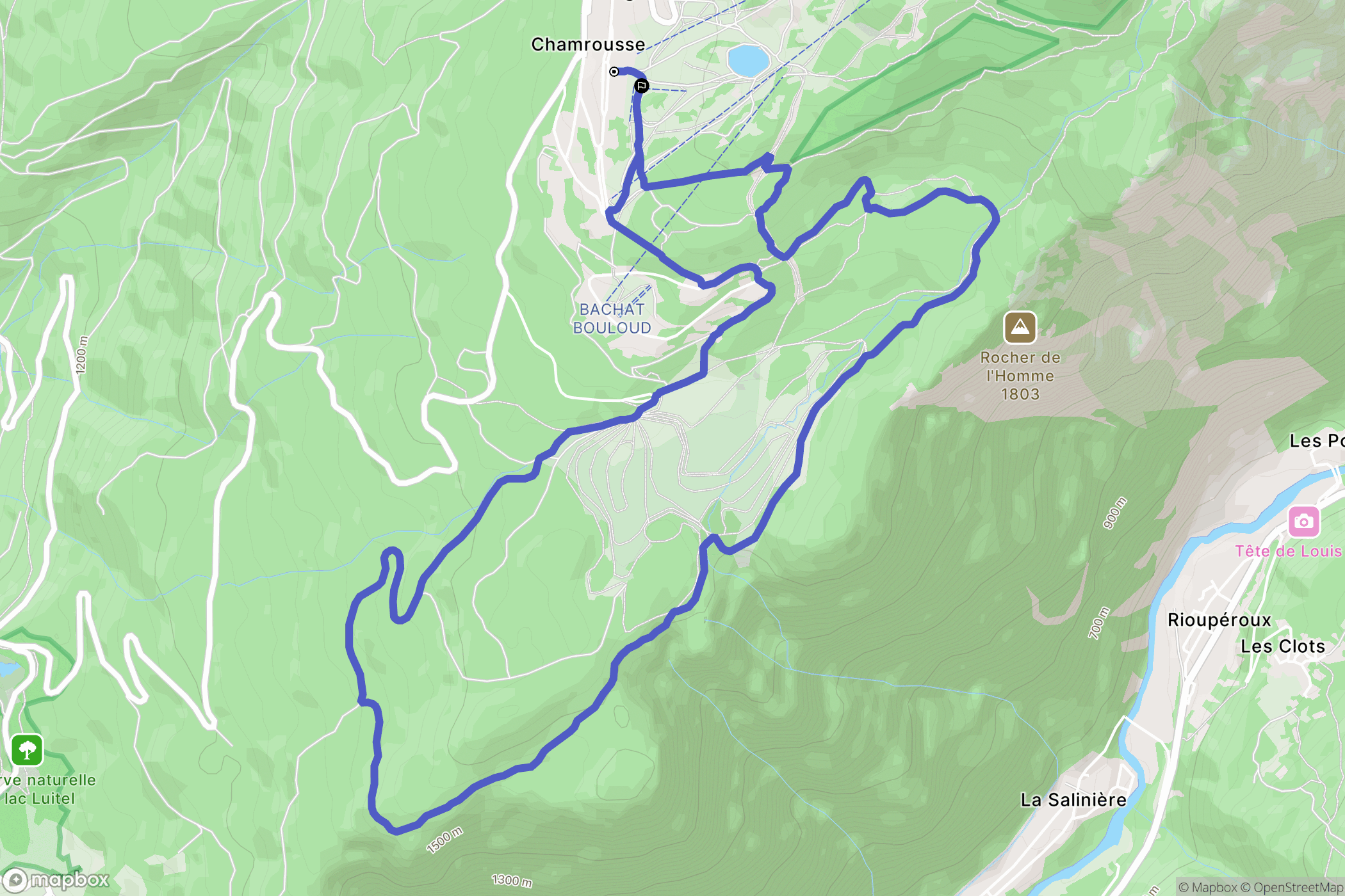Chamrousse : carte du parcours de randonnée - France