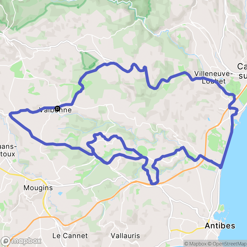 Valbonne : carte du parcours de randonnée - France