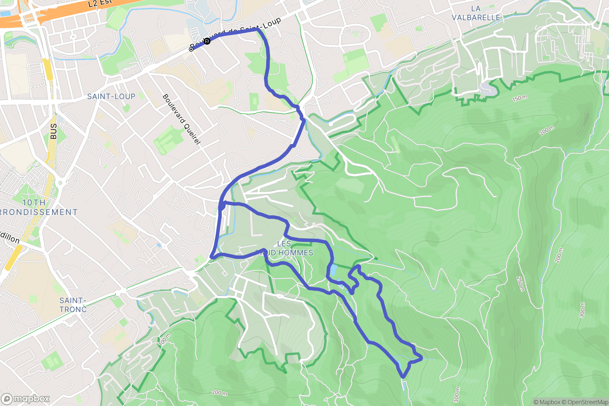 Marseille : carte du parcours de randonnée - France