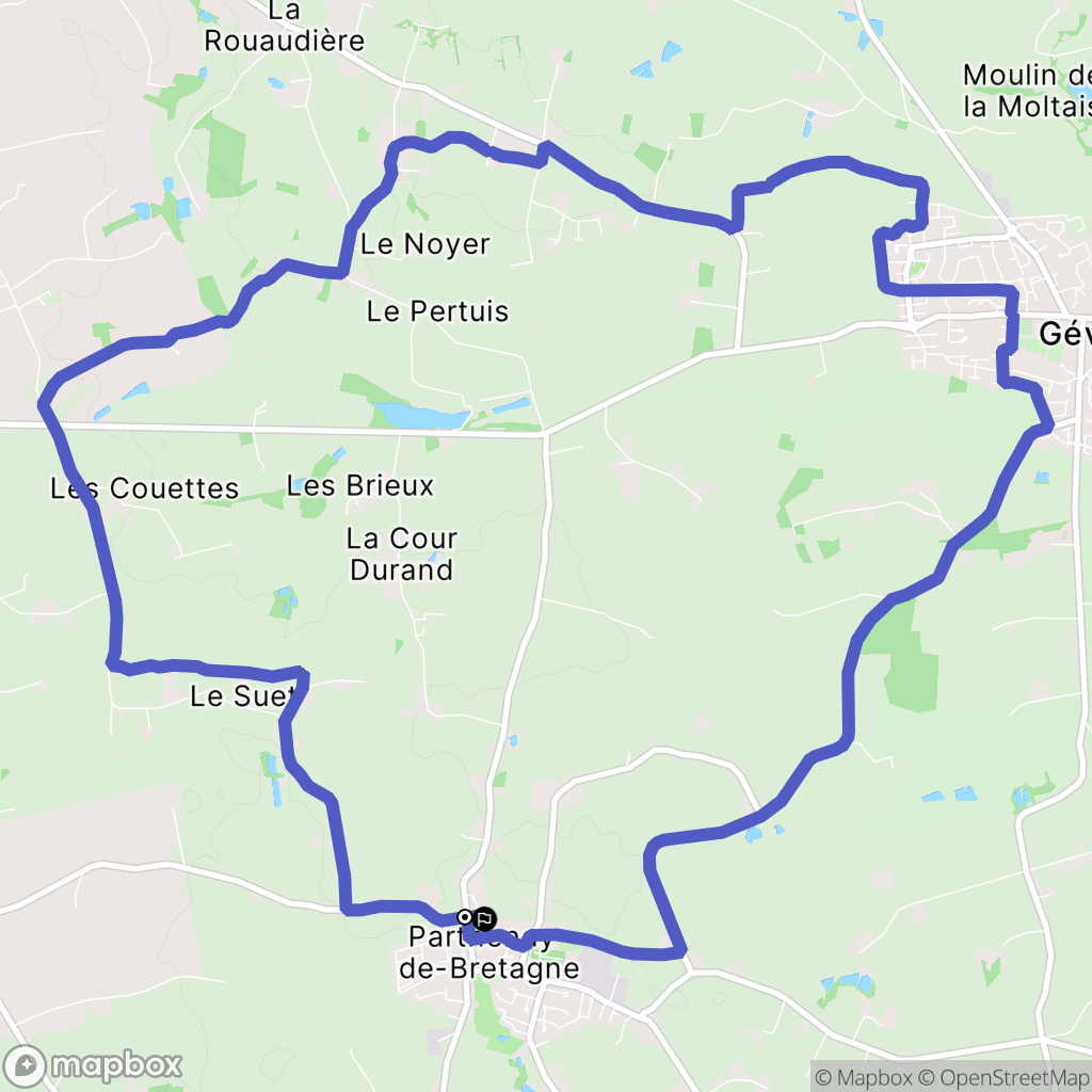 Parthenay-de-Bretagne : carte du parcours de randonnée - France