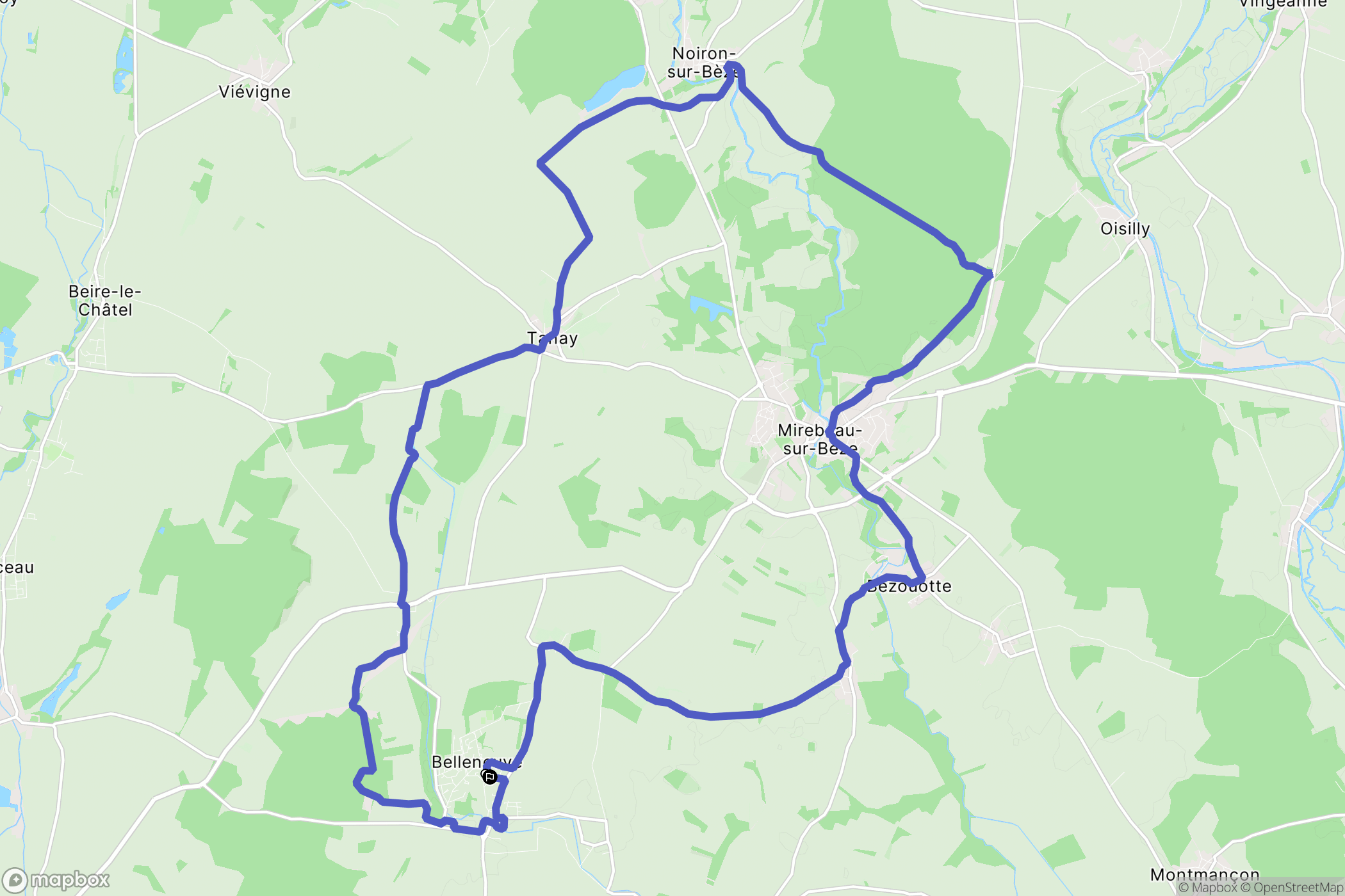 Belleneuve : carte du parcours de randonnée - France