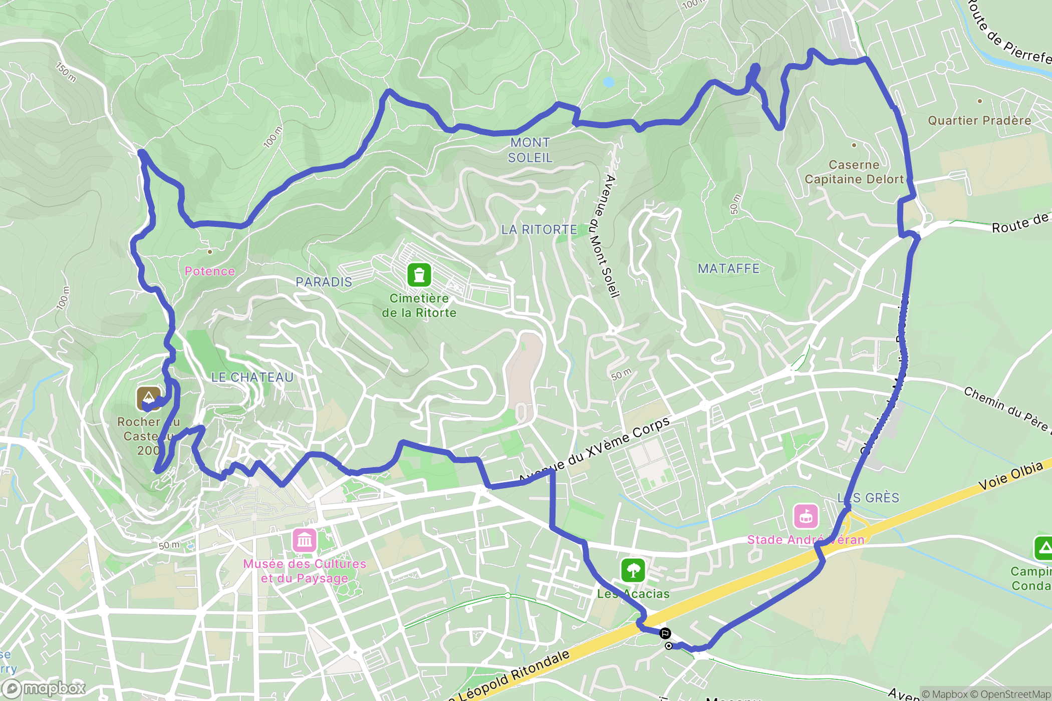 Hyères : carte du parcours de randonnée - France