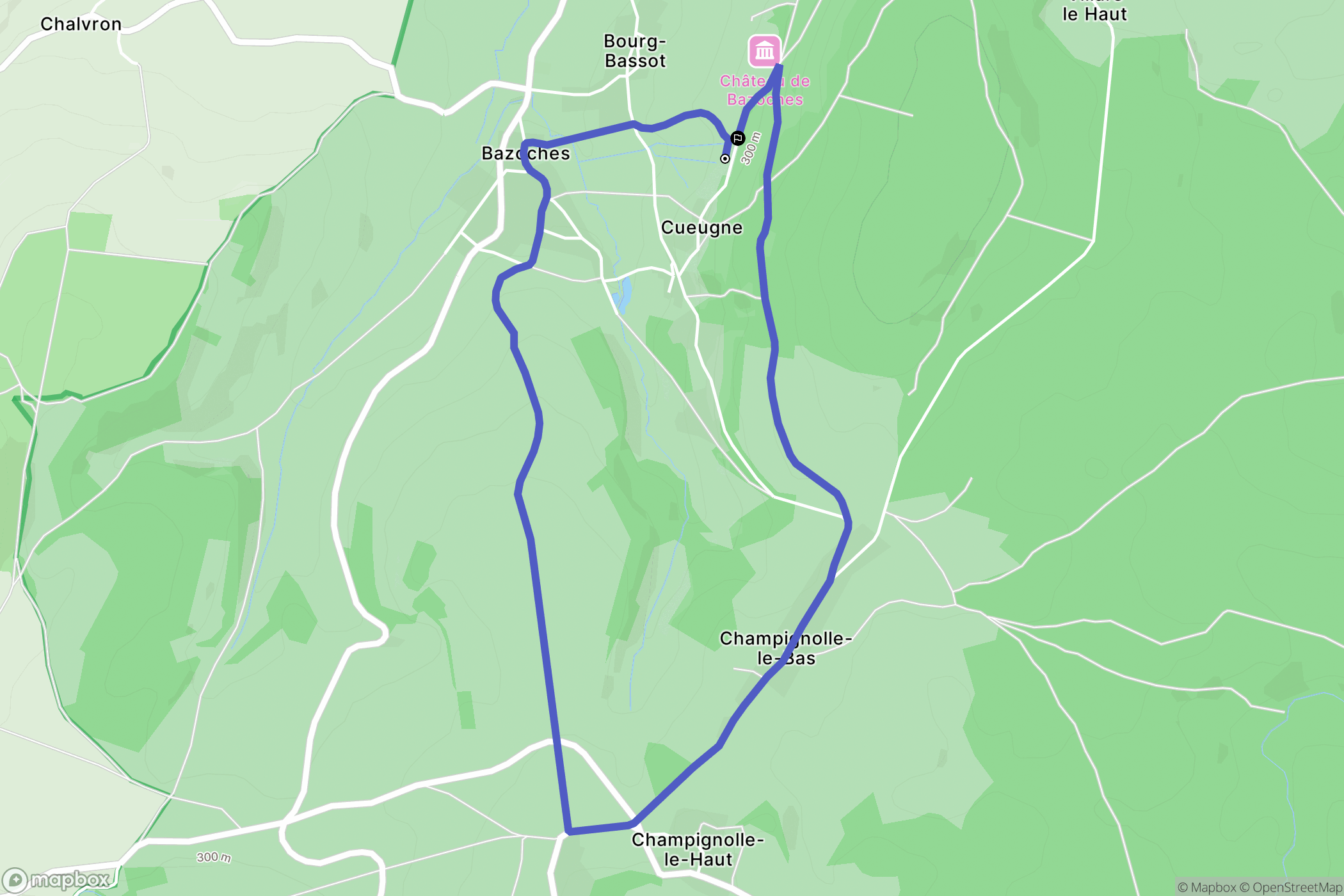 Bazoches : carte du parcours de randonnée - France