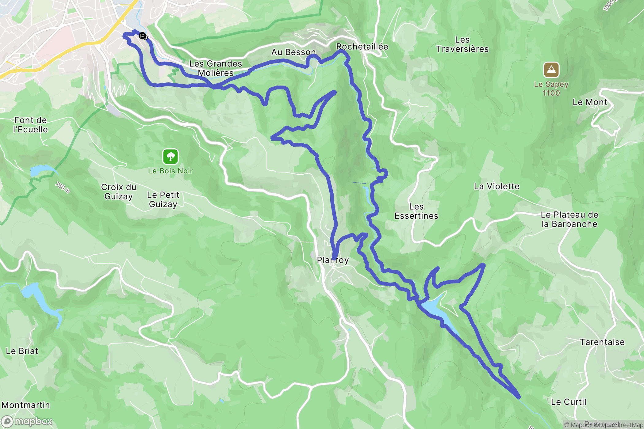 Saint-Étienne : carte du parcours de randonnée - France