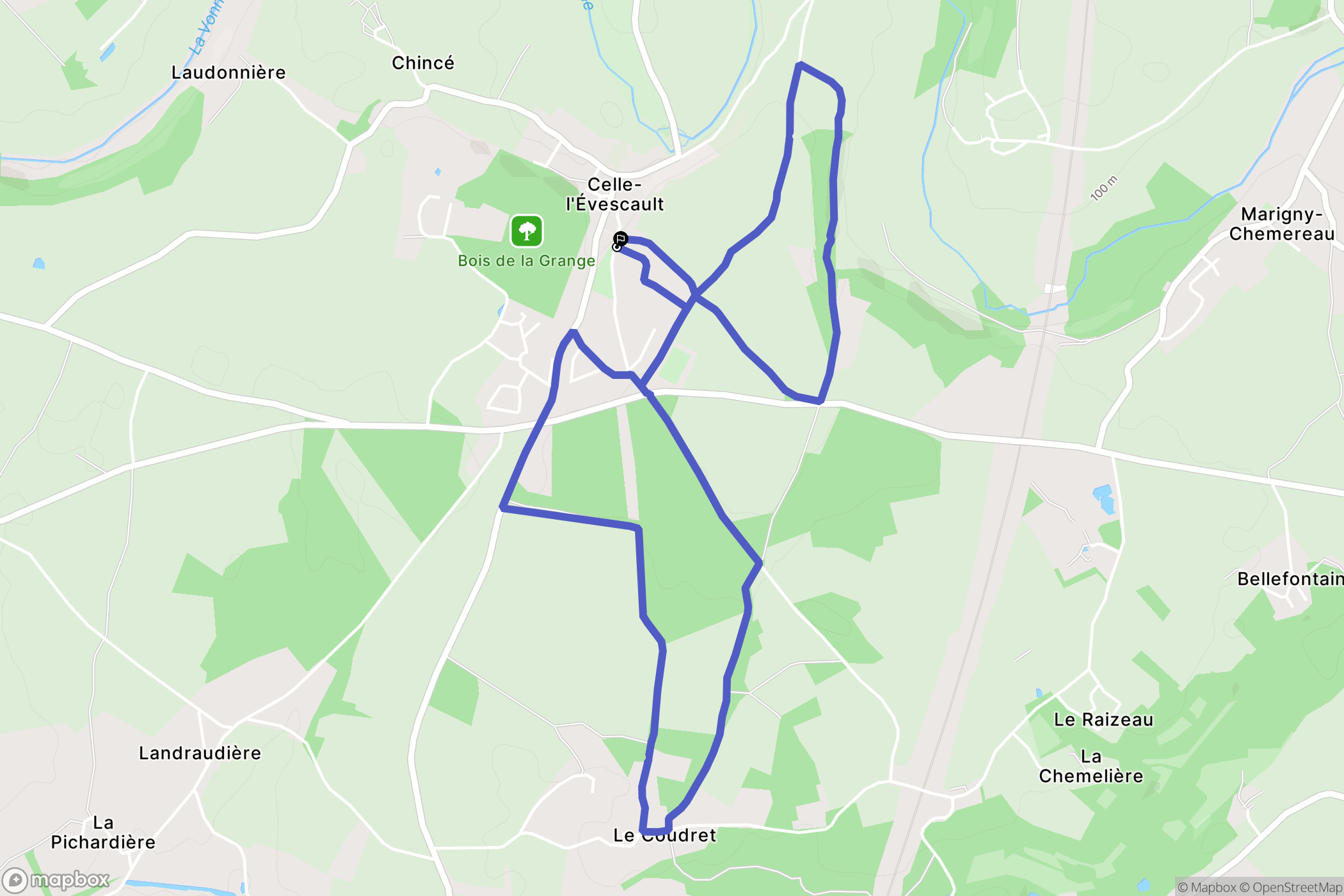 Celle-Lévescault : carte du parcours de randonnée - France