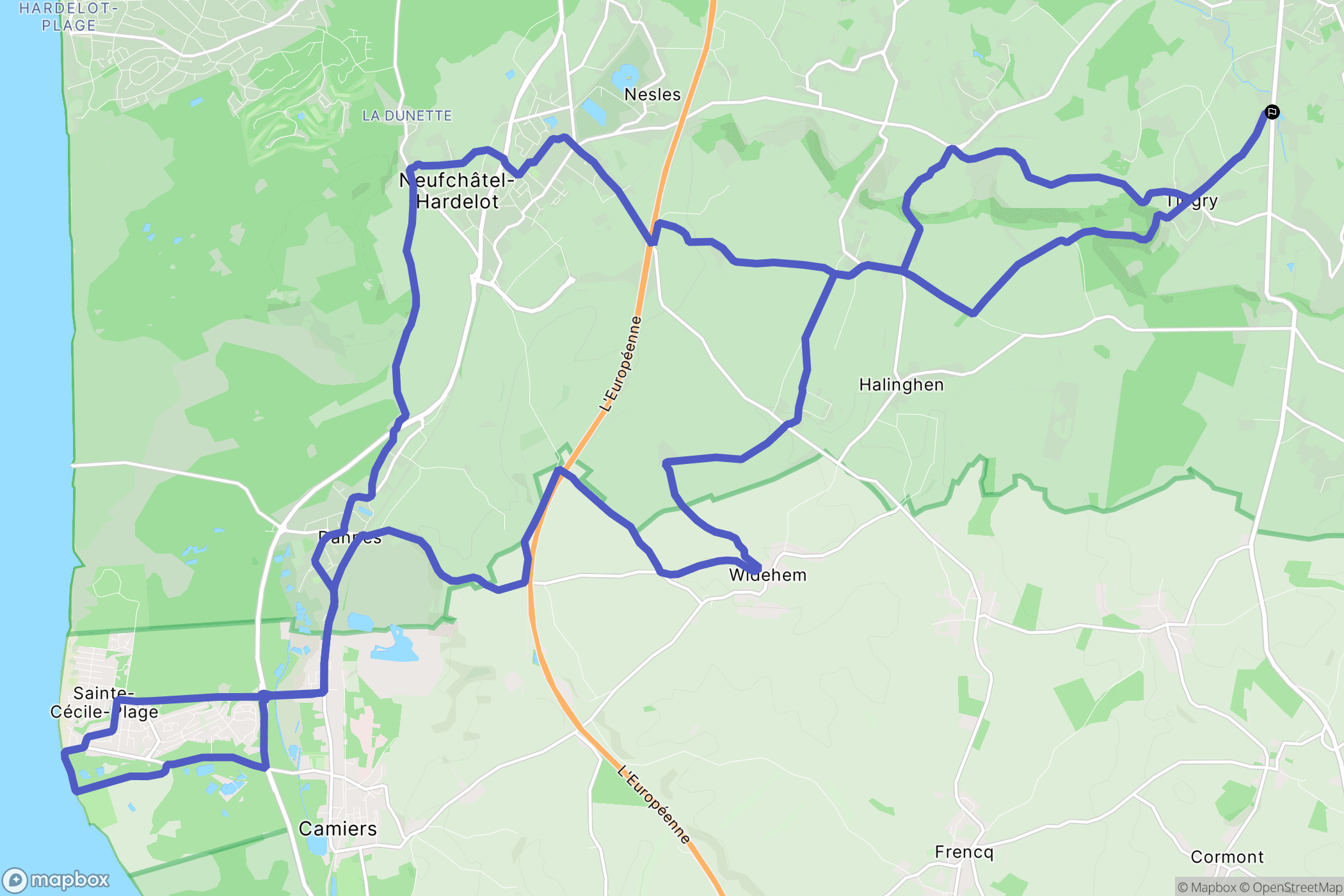 Tingry : carte du parcours de randonnée - France