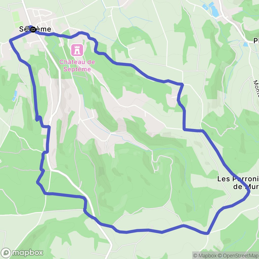 Septème : carte du parcours de randonnée - France