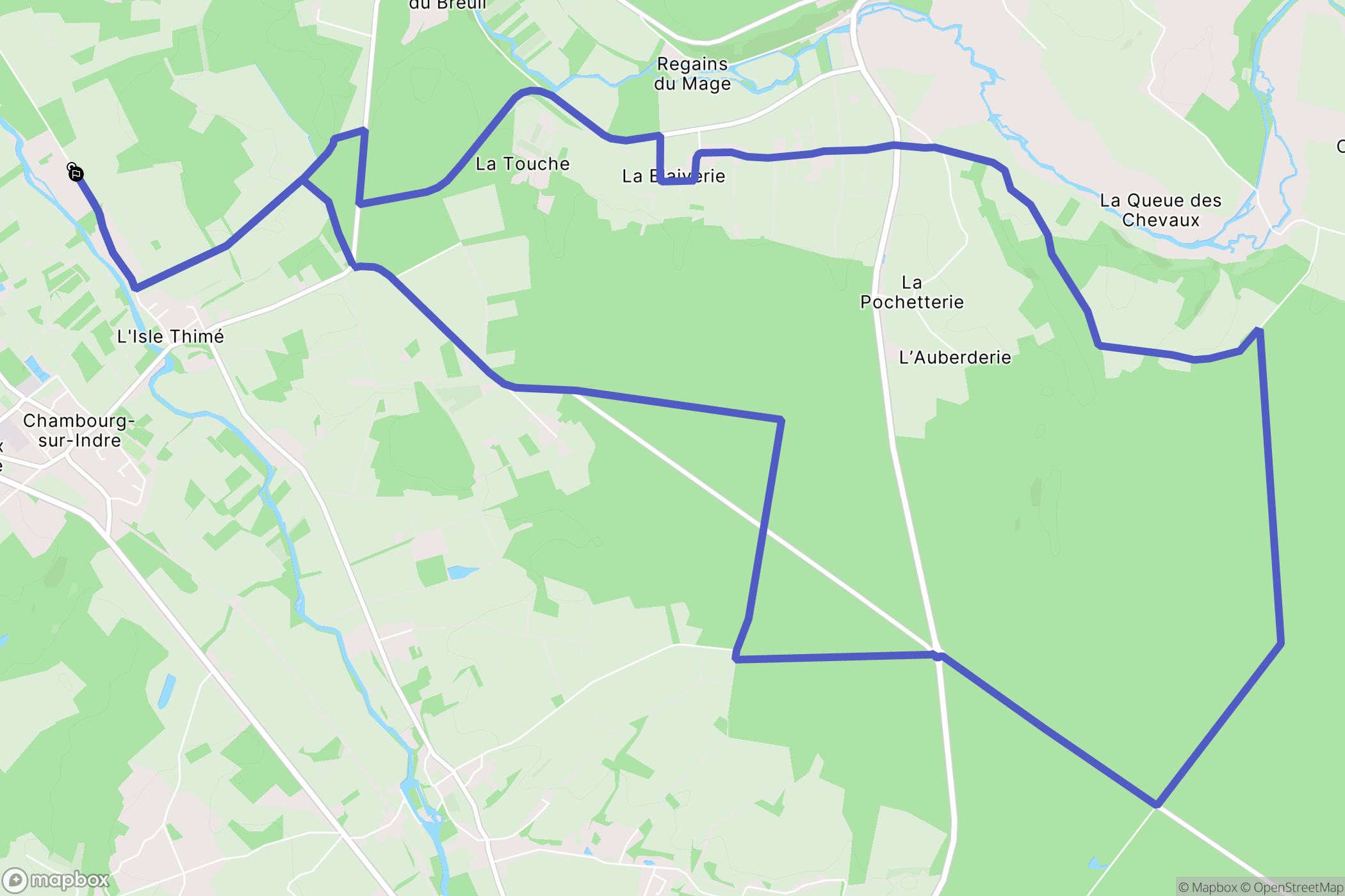 Chambourg-sur-Indre : carte du parcours de randonnée - France