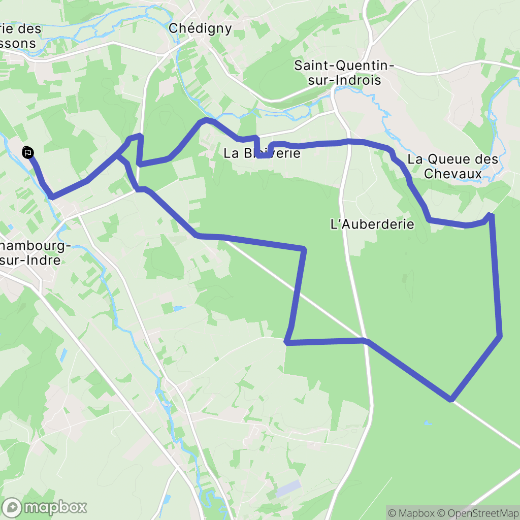 Chambourg-sur-Indre : carte du parcours de randonnée - France