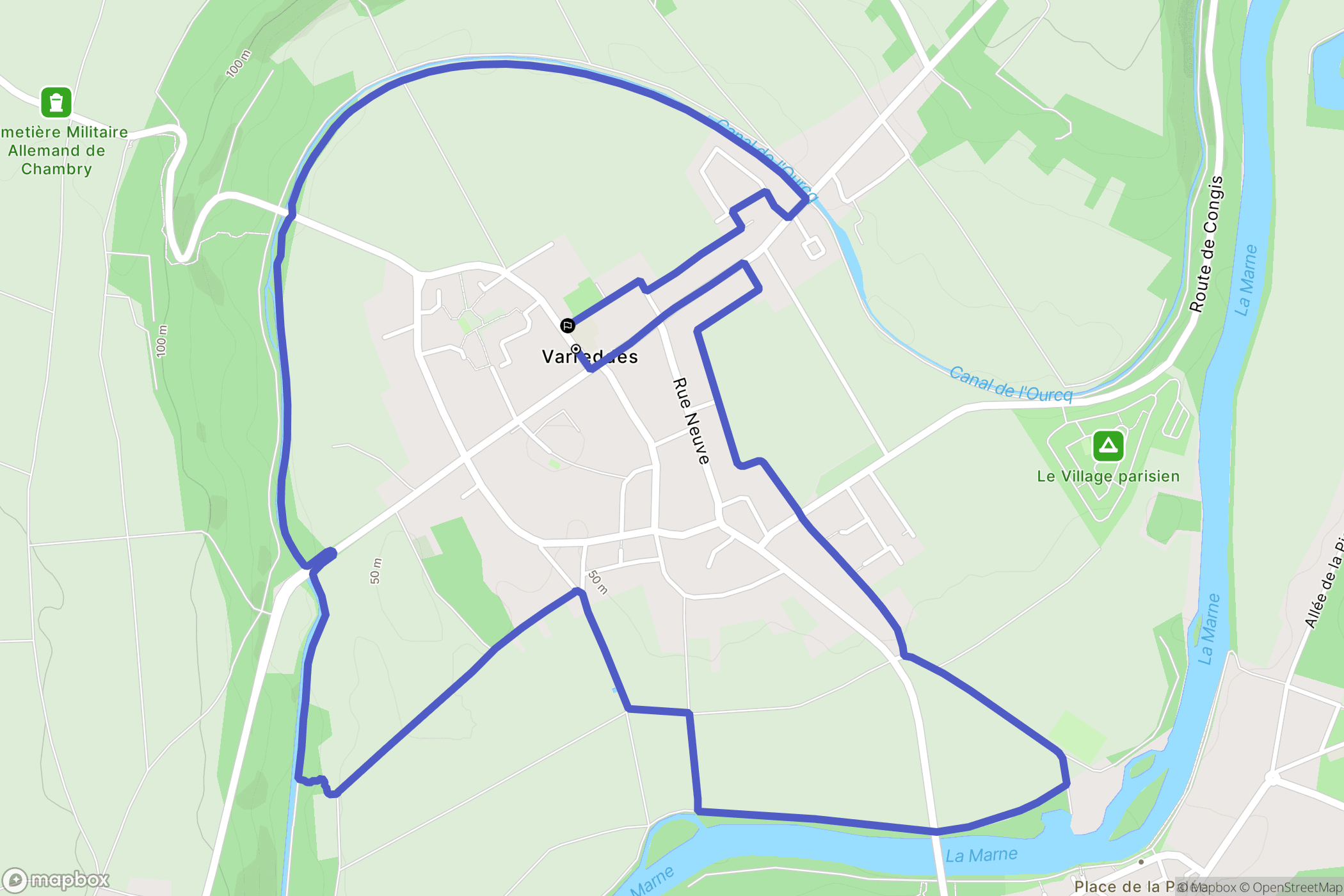 Varreddes : carte du parcours de randonnée - France