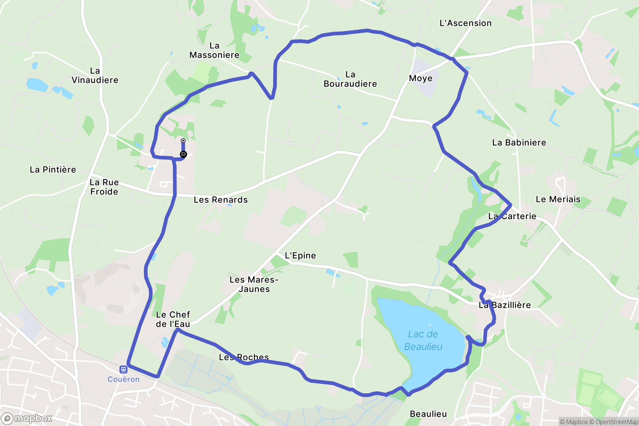 Couëron : carte du parcours de randonnée - France