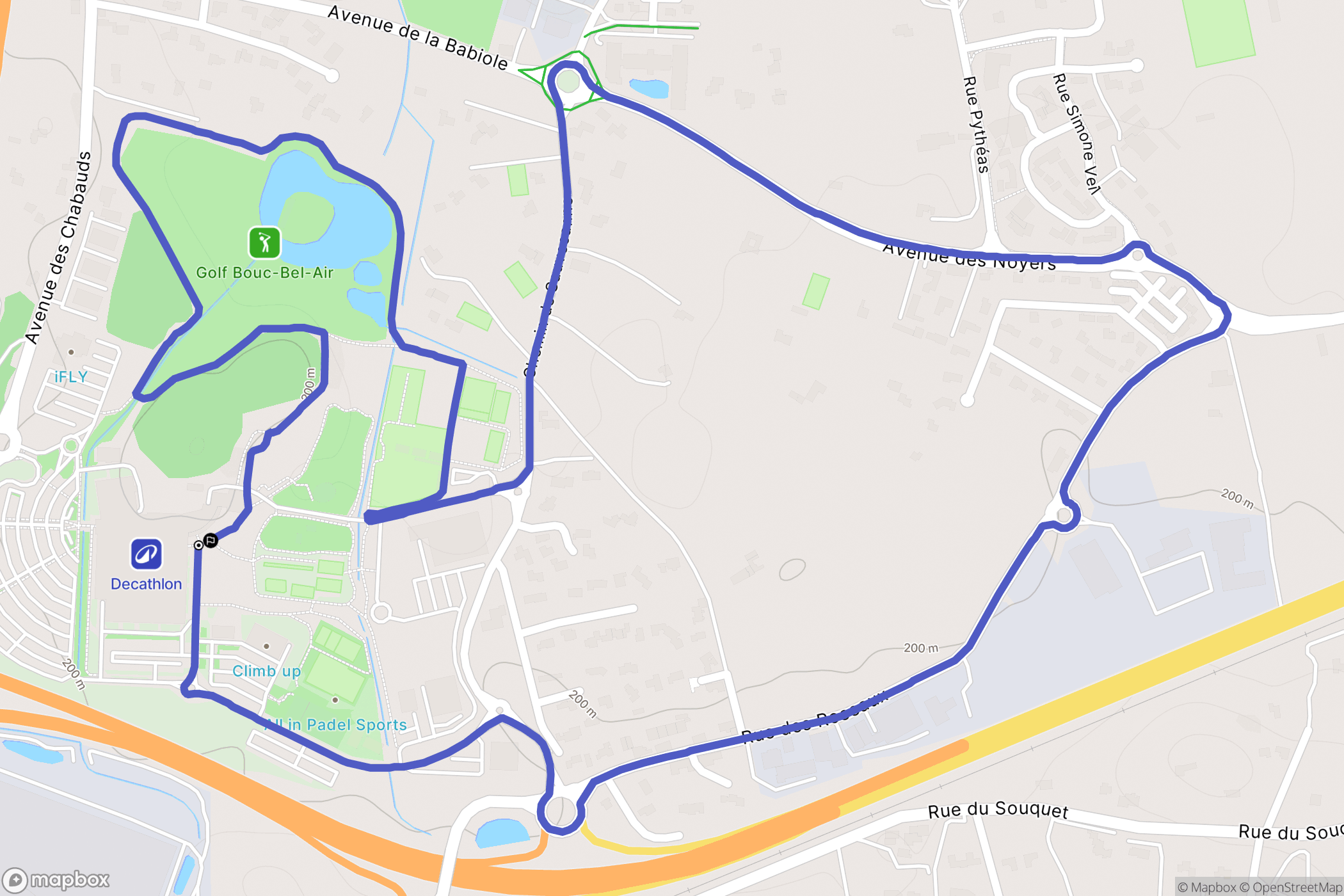 Bouc-Bel-Air : carte du parcours de randonnée - France