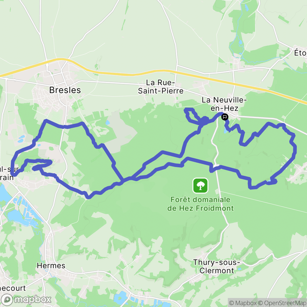 La Neuville-en-Hez : carte du parcours de randonnée - France