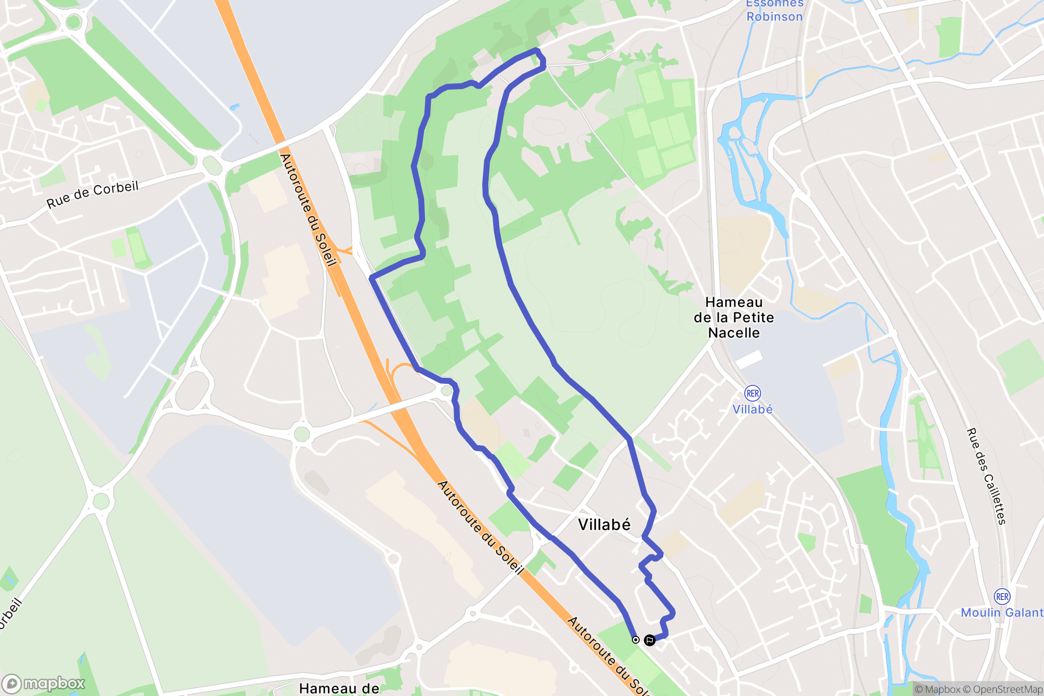 Villabé : carte du parcours de randonnée - France