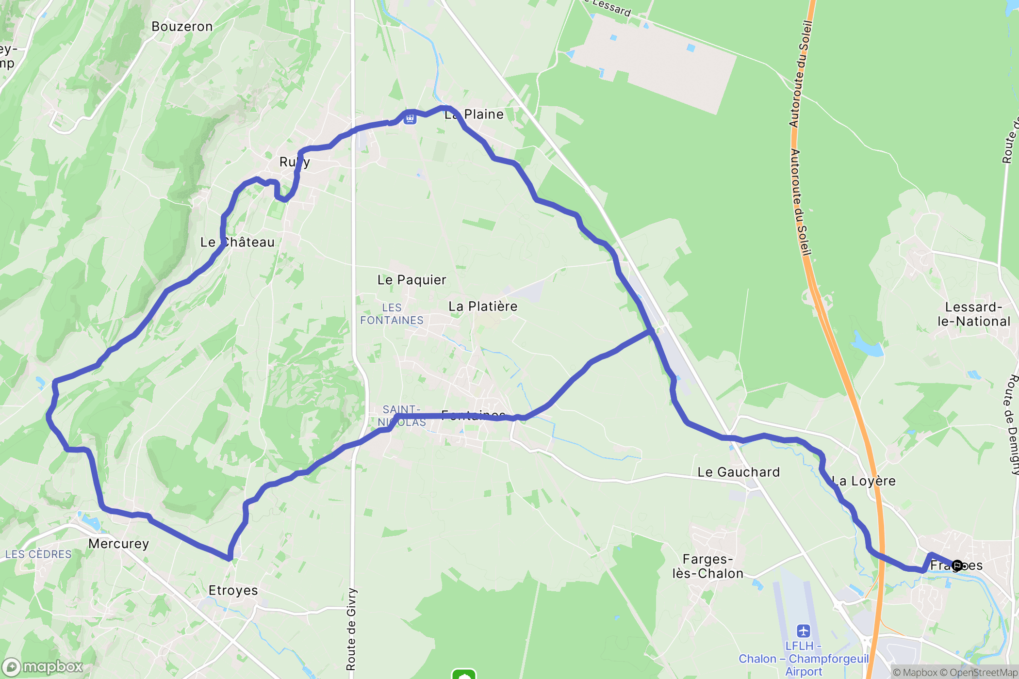 Fragnes-la-Loyère : carte du parcours de randonnée - France