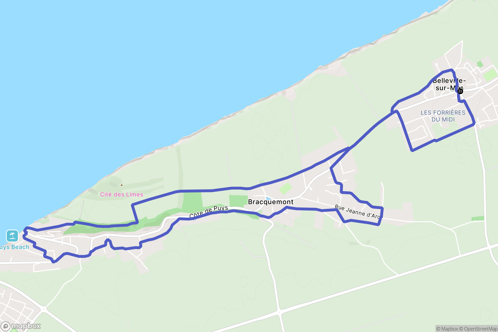Petit-Caux : carte du parcours de randonnée - France